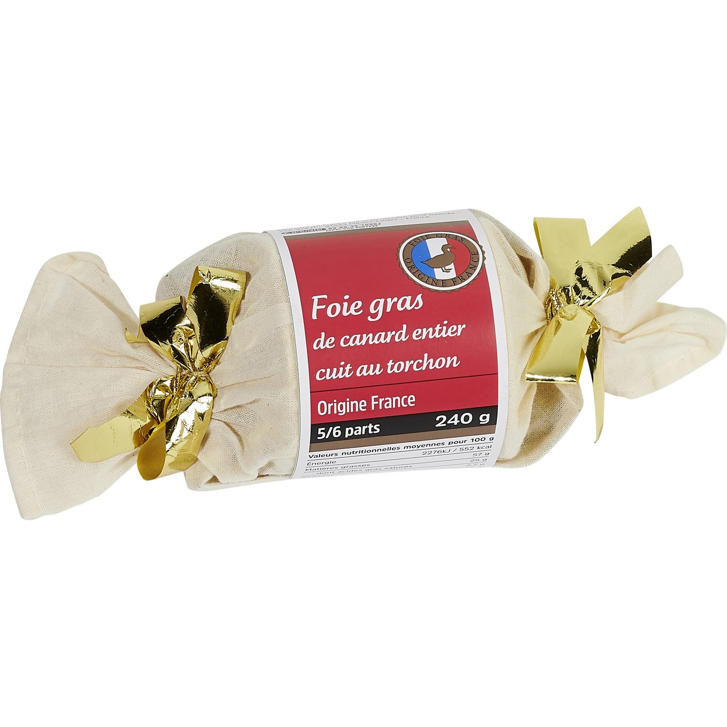 Foie gras de canard entier cuit au torchon 