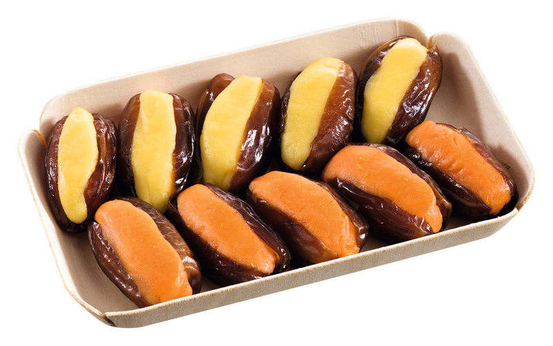 RAVIER DE DATTES FOURRÉES ORANGES ET JAUNES Sun