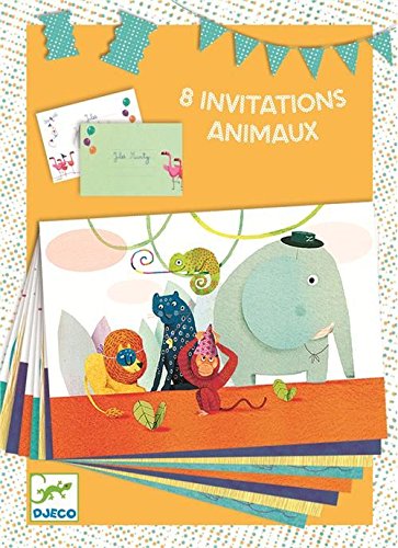 - 8 invitations cartes et enveloppes - animaux