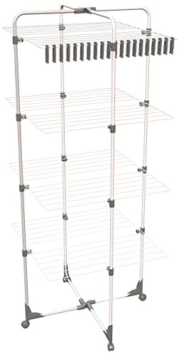 3461 séchoir tour avec 4 niveaux acier thermoplastifié/thermolaqué blanc/gris 64 x 5 x 149 cm 3071300034610 Herby