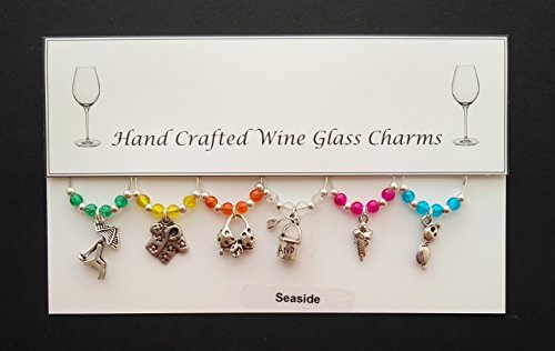 Mer Thème Vin Lot de 6 Charms en verre fait à l...