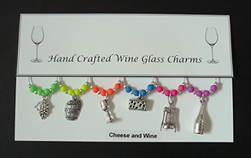 Fromage et vin Thème Vin Lot de 6 Charms en ver...