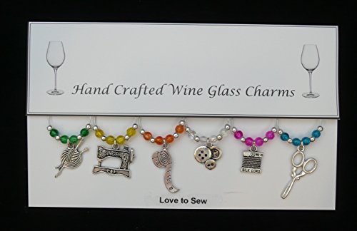 Love to sew Lot de 6 Verre à vin charmes fait à...