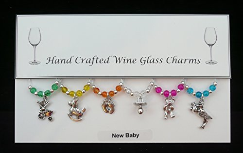 New Baby Lot de 6 breloques pour verre à vin fa...