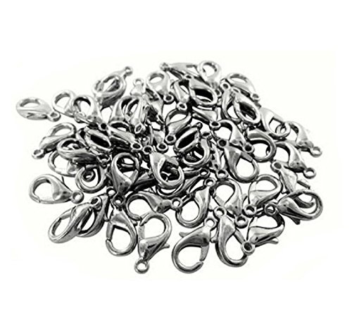 Lot 50 Fermoirs mousquetons 12X5 mm argenté