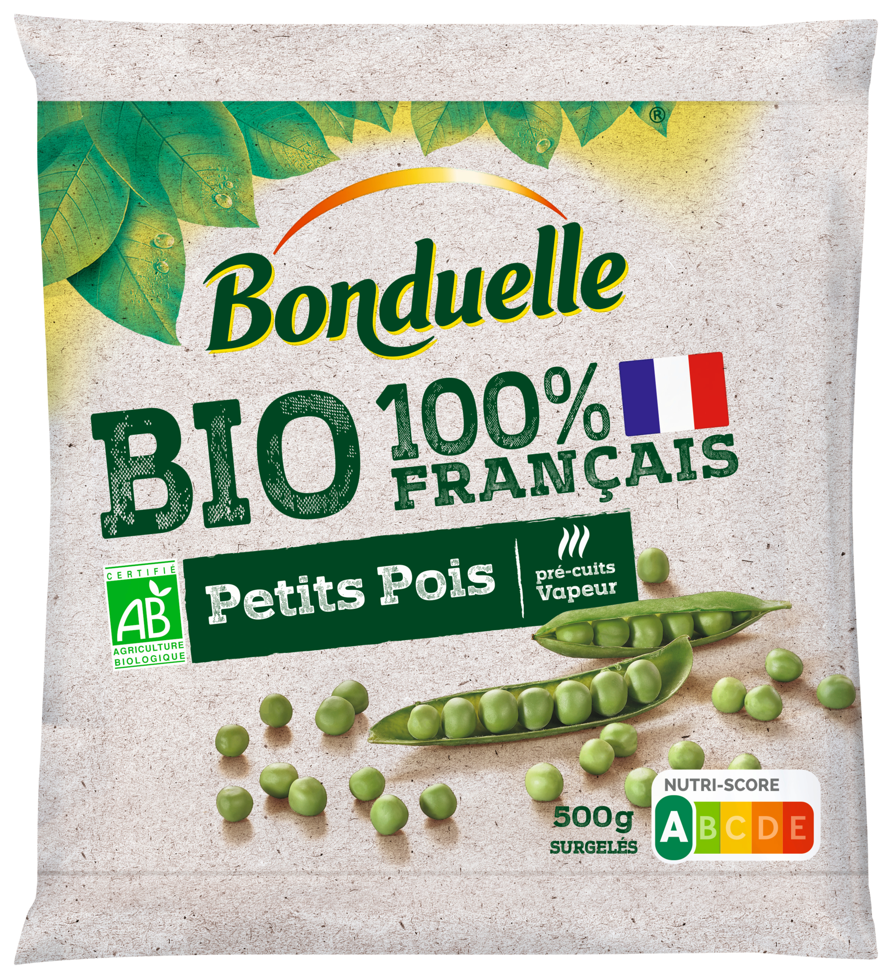 Petit pois bio pré-cuits vapeur surgelés