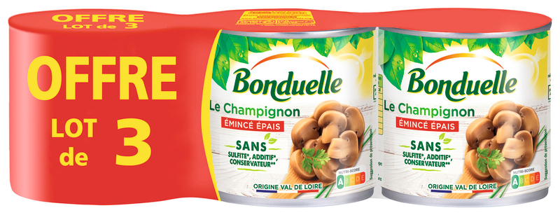 CHAMPIGNONS SANS SULFITE ÉMINCÉS ÉPAIS Bonduelle