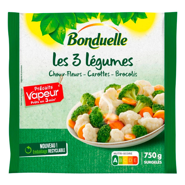  Les 3 Légumes Précuit Vapeur Surgelés Bonduelle code EAN 3083681168044 