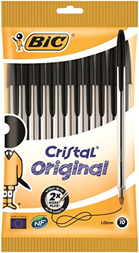 Bic Cristal Pochette de 10 Stylos-billes Noir