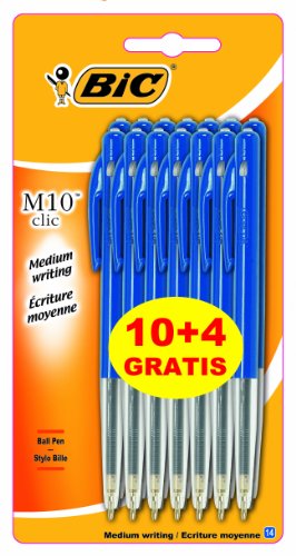 Bic M10 Lot de 10 stylos-bille rétractables + 4...