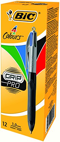 Bic Stylo bille 4 couleurs Grip Pro Pointe moye...