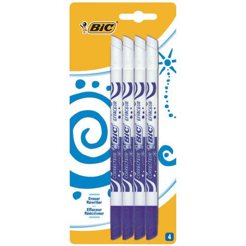 Bic 897001 Blister de 4 Effaceur Réécriveur