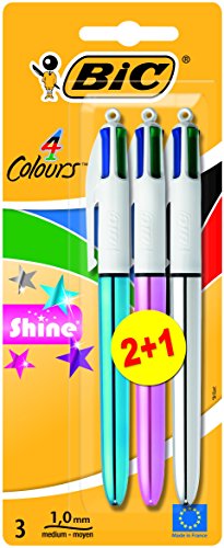 Bic 4 Colours Shine Lot de 2 plus 1 gratuit sty...