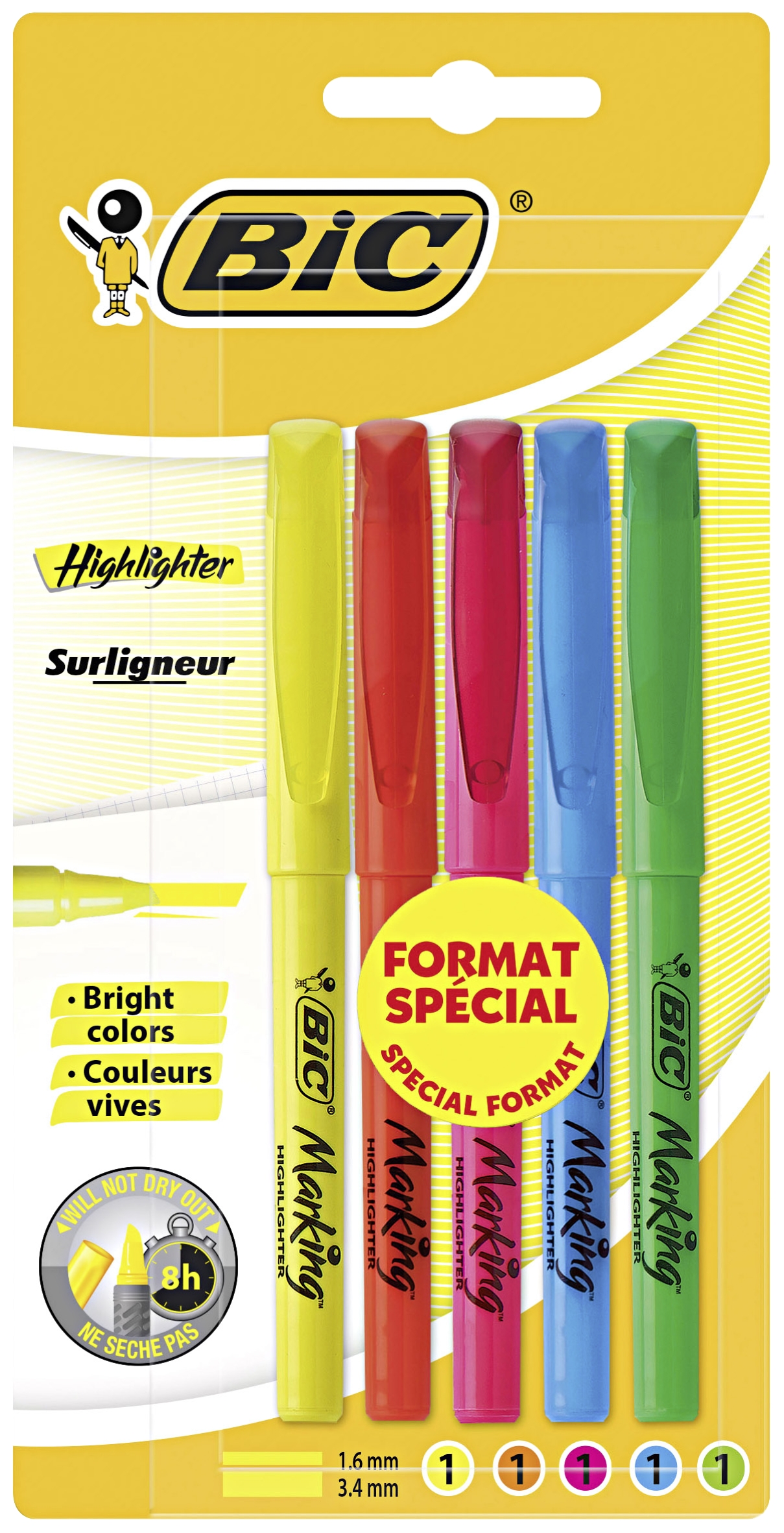 5 surligneurs “brite liner” Bic
