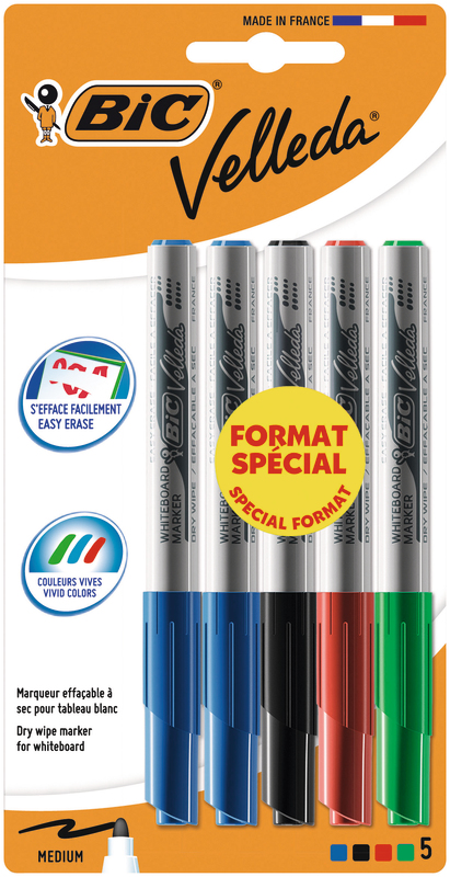 5 FEUTRES EFFAÇABLES A SEC Velleda