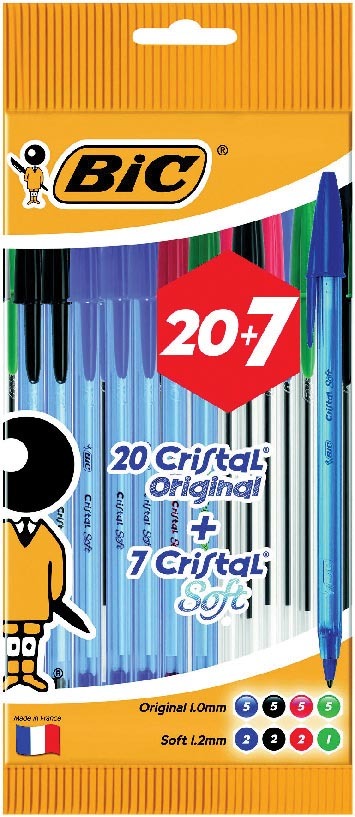 20 STYLOS BILLE “CRISTAL ORIGINAL” + 7 “SOFT”