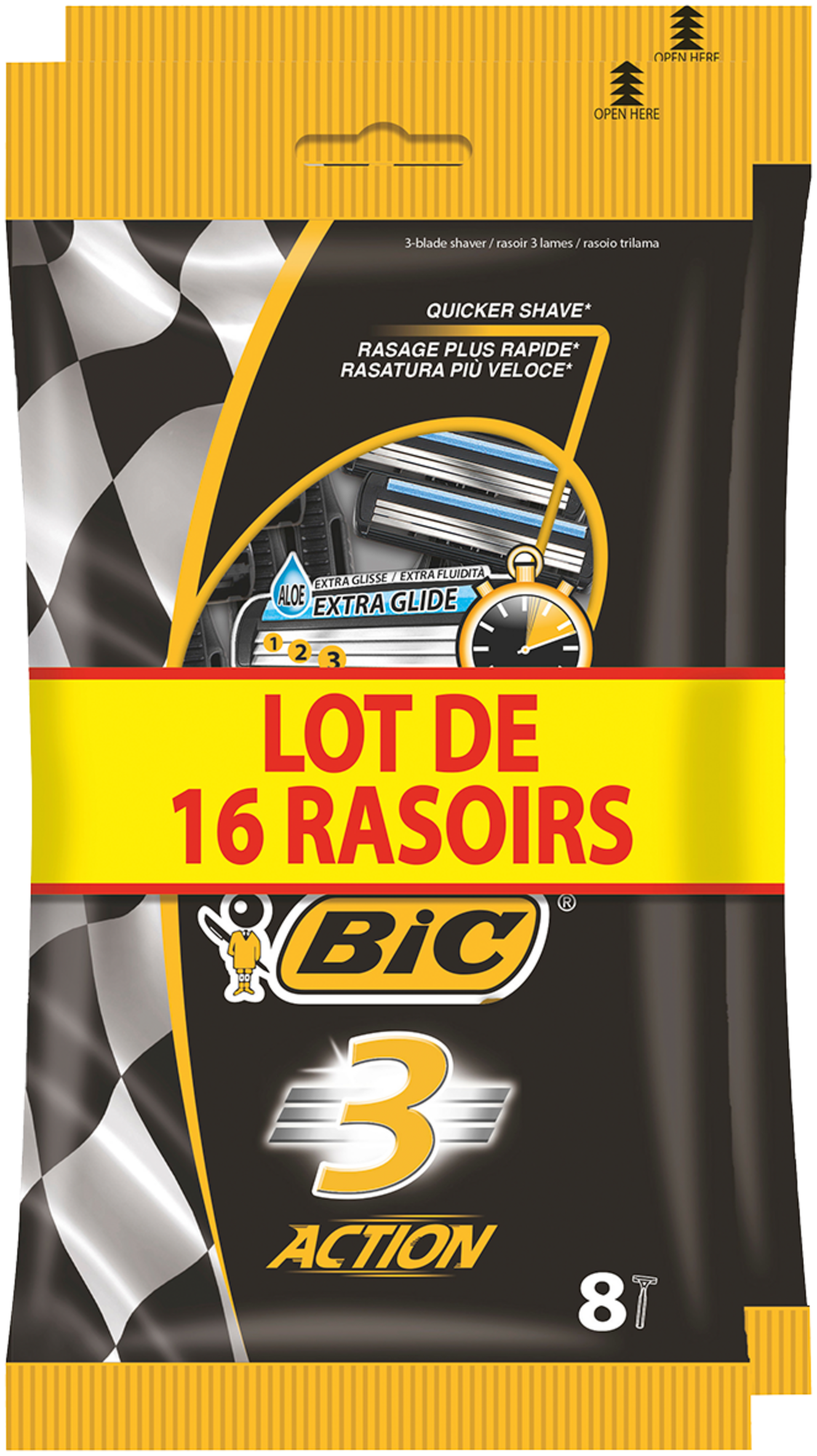 BIC 3 ACTION RASOIRS JETABLES code EAN 3086123399822 