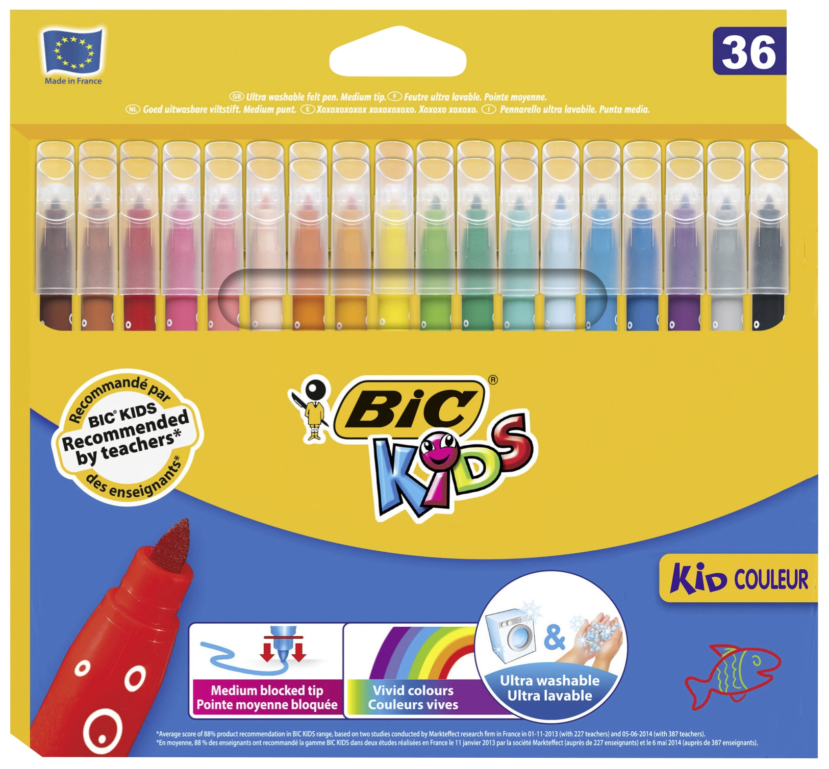 36 FEUTRES DE COLORIAGE  KID COULEUR BIC