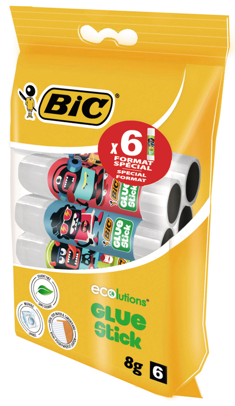 6 TUBES DE COLLE DÉCORÉS STICK ECOLUTION BIC