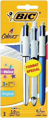 3 STYLOS BILLE 4 COULEURS