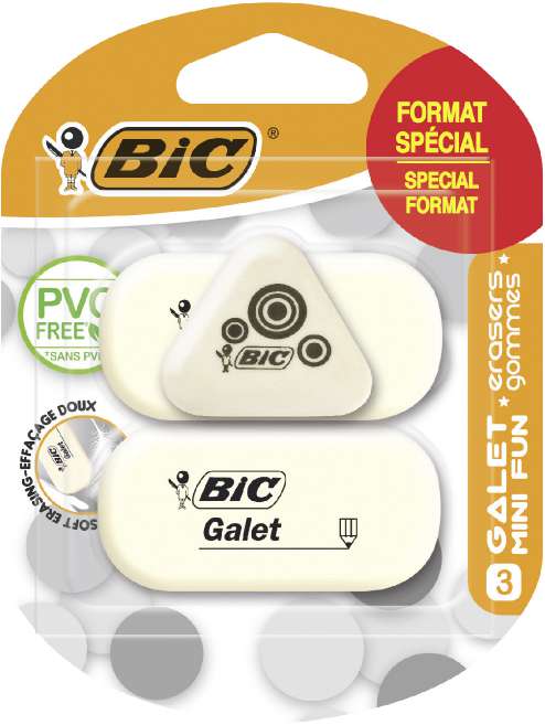3 GOMMES GALETS BIC