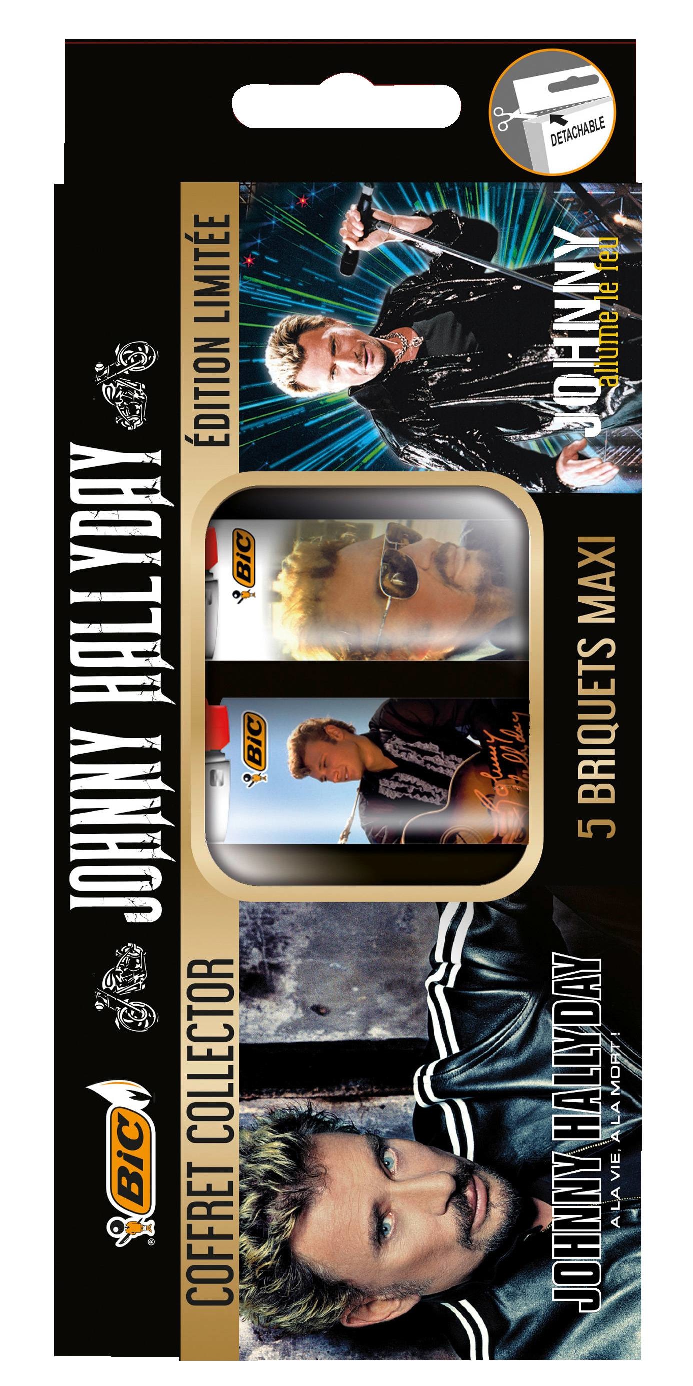 Coffret 5 briquets décor JOHNNY HALLYDAY