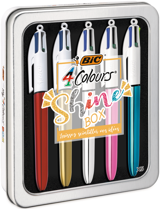 COFFRET 5 STYLOS BILLE 4 COULEURS 