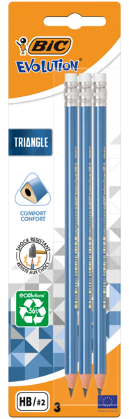 3 CRAYONS GRAPHITES EVOLUTION TRIANGLE BOUT GOM...