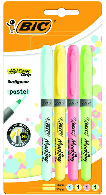 4 SURLIGNEURS GRIP PASTEL