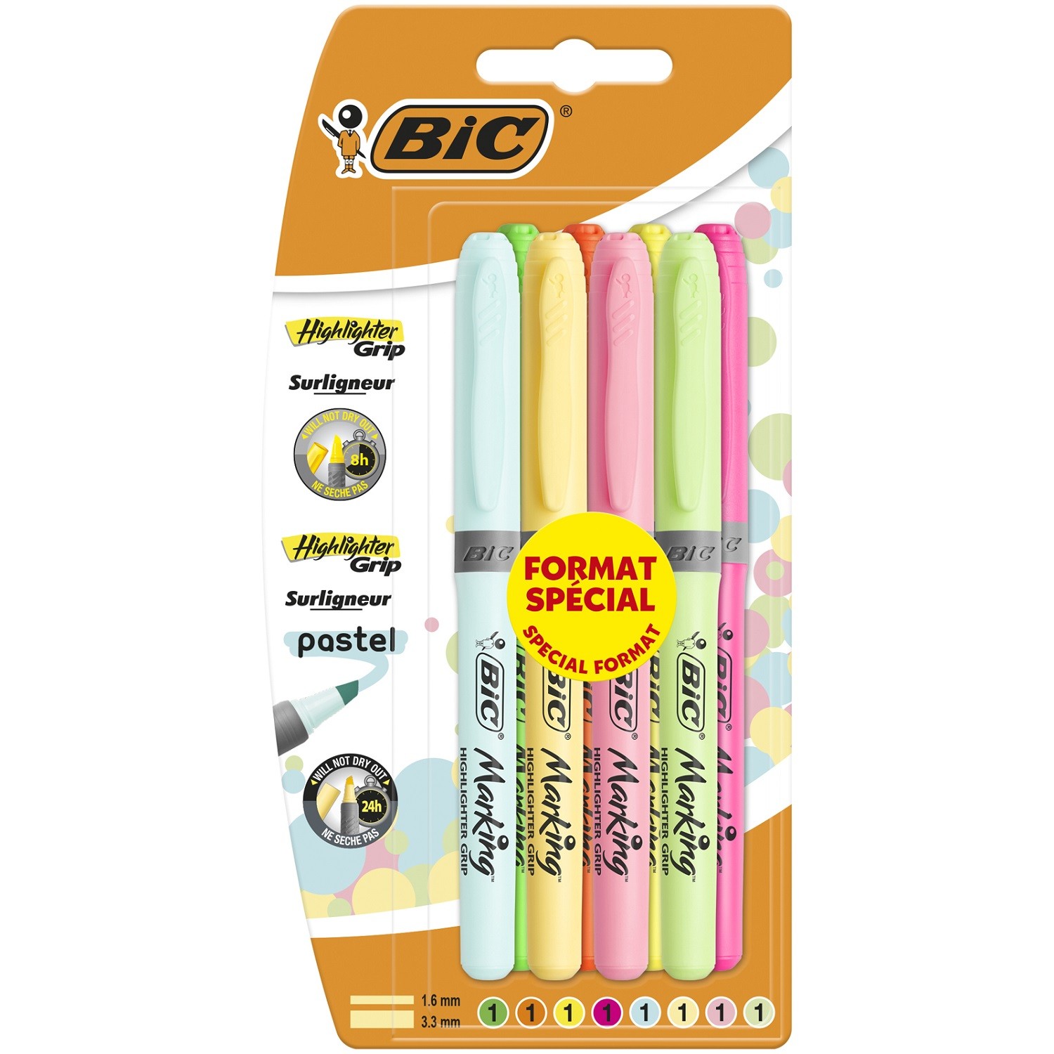 Surligneur avec grip assortis x8 BIC