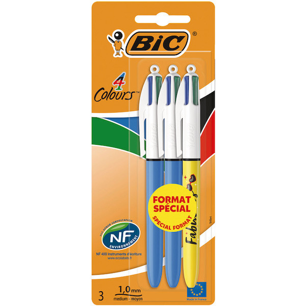 3 stylos bille 4 couleurs