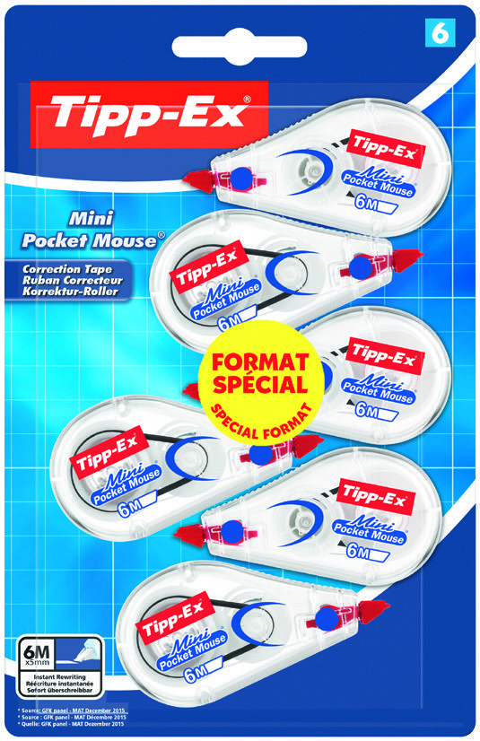 Tippex 6 RUBANS CORRECTEUR “MINI POCKET MOUSE” code EAN 3086123594692 