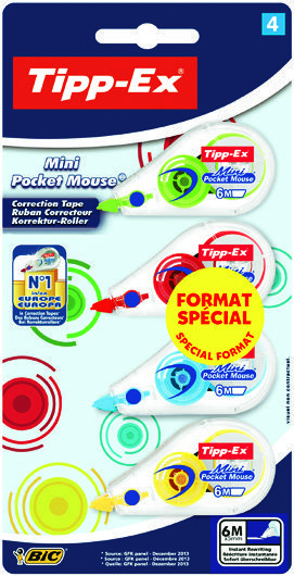 Tippex 4 RUBANS CORRECTEURS “MINI POCKET MOUSE” code EAN 3086123594951 