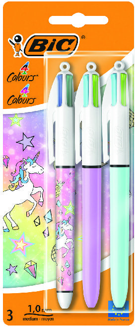 3 STYLOS BILLE 4 COULEURS