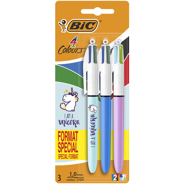 3 stylos-bille 4 couleurs
