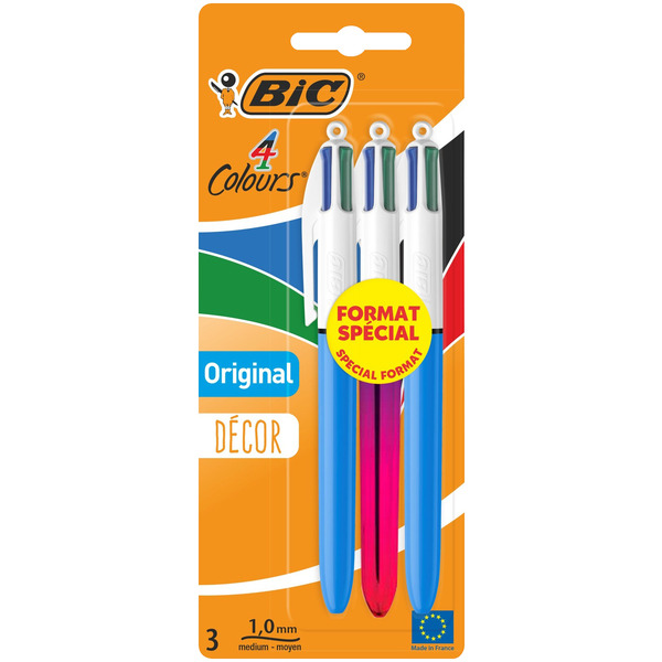 3 stylos-bille 4 couleurs 