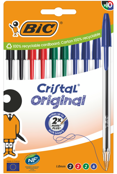10 STYLOS BILLE CRISTAL ORIGINAL ASSORTIS POINT...