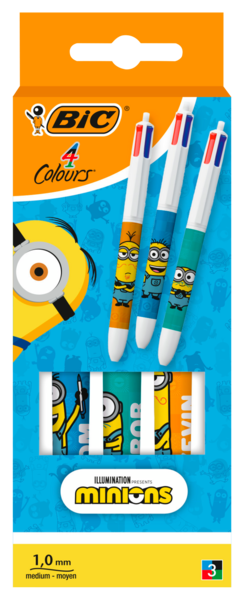 COFFRET DE 3 STYLO BILLE 4 COLOURS™ MINIONS  BIC

