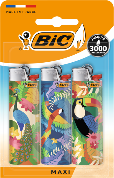BIC LOT  DE 3 BRIQUETS DECORES TROPICALIA 
 code EAN 3086123772335 