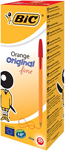 Stylo à bille orange boîte de 20 pièces rouge
