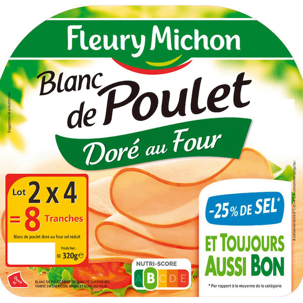 Blanc de poulet Doré au four -25% de sel