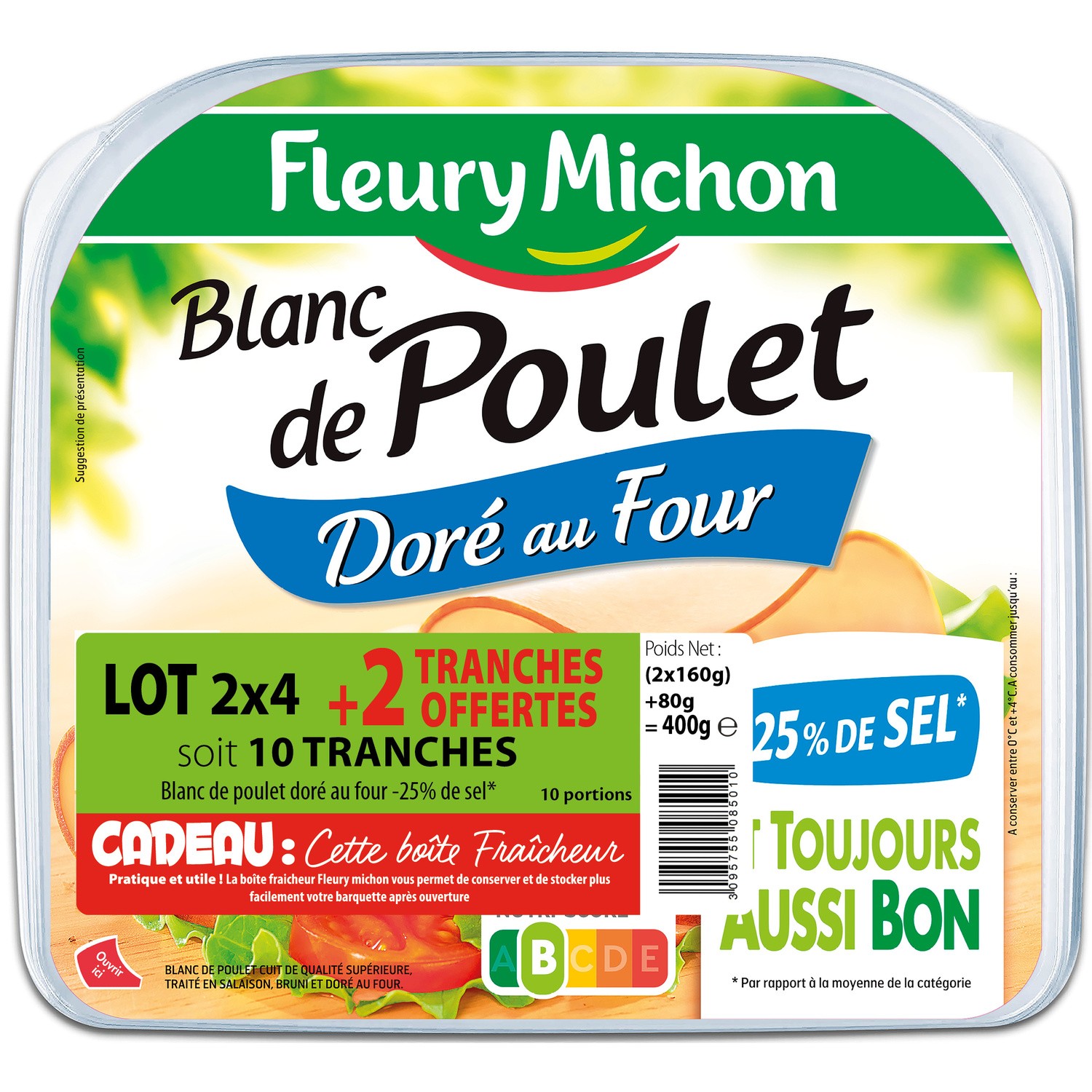 Blanc de poulet doré au four -25% de sel FLEURY...