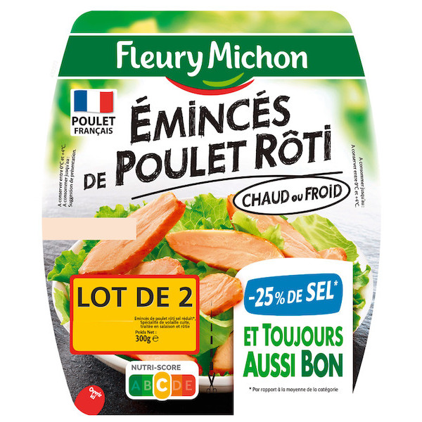 Émincés de poulet rôti -25% de sel
