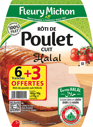 TRANCHES DE RÔTI DE POULET CUIT HALAL