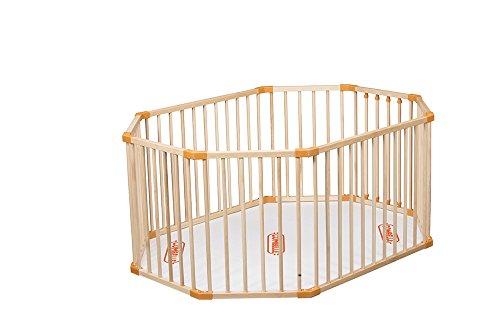 Parc ovale avec fond pliant vernis naturel