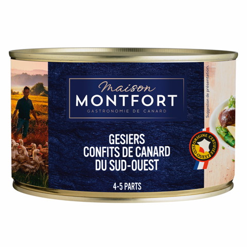 MAISON MONTFORT GÉSIERS CONFITS DE CANARD
DU SUD-OUEST code EAN 3104544073937 