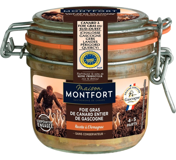  Foie Gras De Canard Entier De Gascogne À L'armagnac Igp Maison Monfort code EAN 3104544073999 