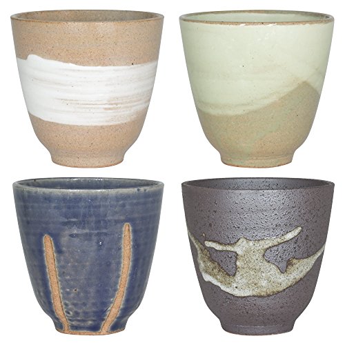 - coffret 4 gobelets gres zen diam. 8.2 h. 8.2 cm