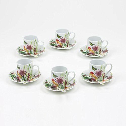 - set 6 tasses / sous tasses cafe + cuillere tu...