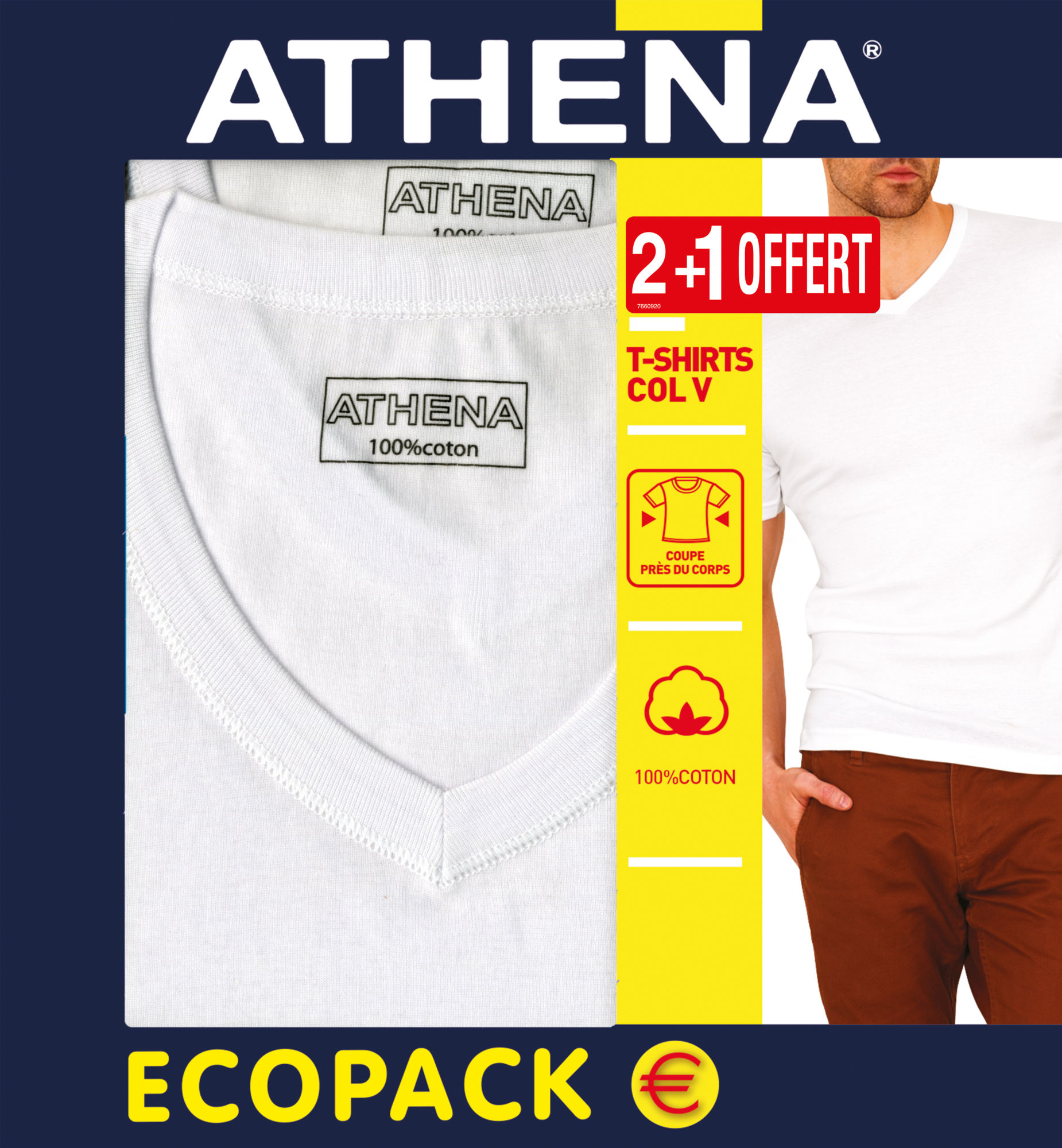 LOT DE 3 T-SHIRTS COL V